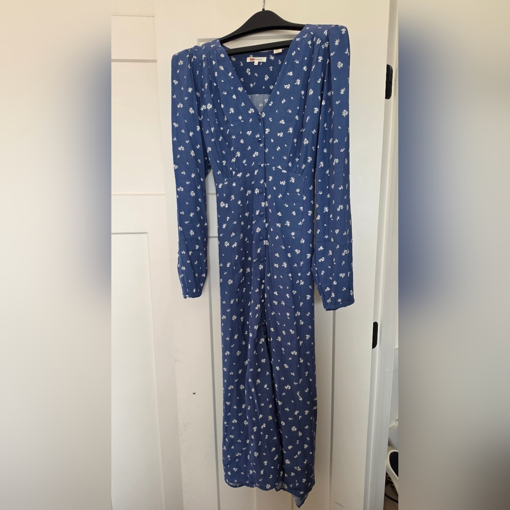 Levi's Blue Long Sleeve Floral Jumpsuit